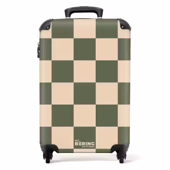 Koffer - Quadrate - Grün/Beige