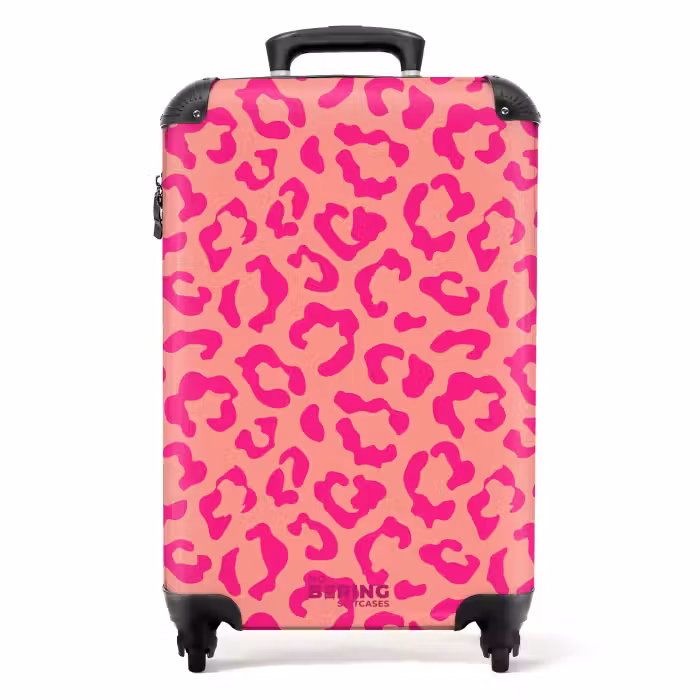 Koffer - Tiermuster - Koffer mit Pantherprint in Rosa und Korallenrosa