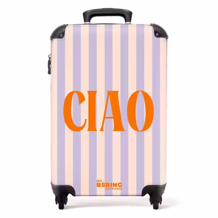Koffer - Zitate - Ciao pastell lila und lachsfarben